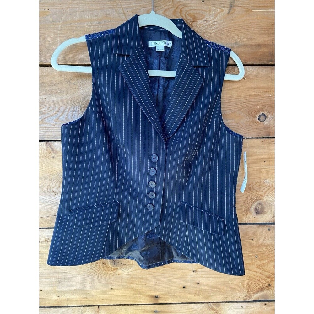 Pendleton Vest Blazer Women’s 6 Button Up Mixed Pattern Career
